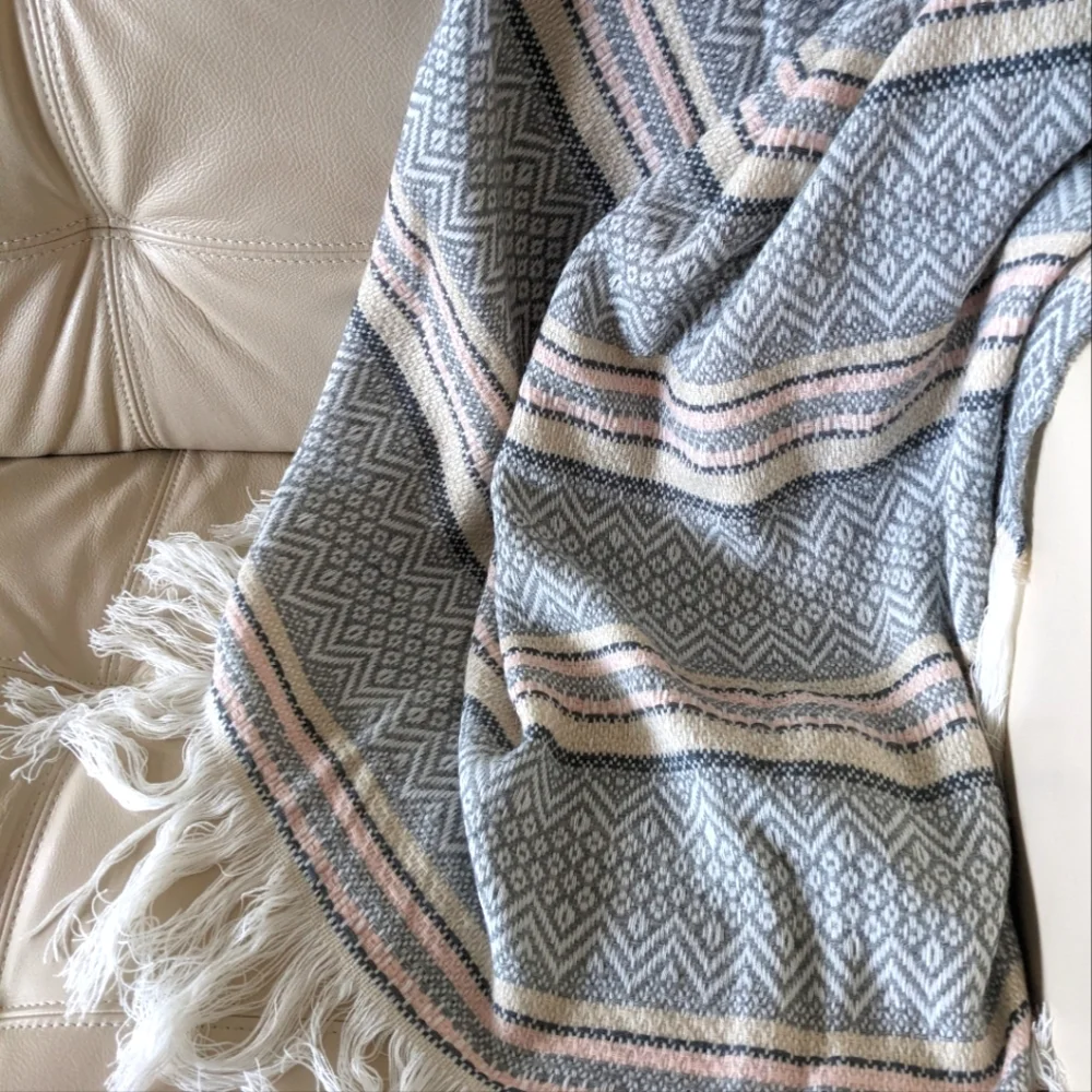 Shiraleah Chicago throw blanket Dorm Decor lightweight pink grey geometric